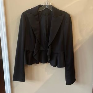 BCBG Black satin swing jacket.